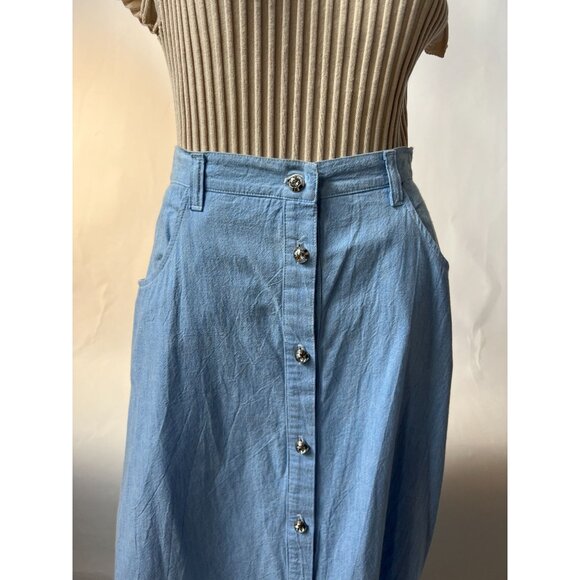 Vintage Alexa E. Light Blue Button-Front Cotton Skirt Size Small Made In USA - Picture 16 of 16